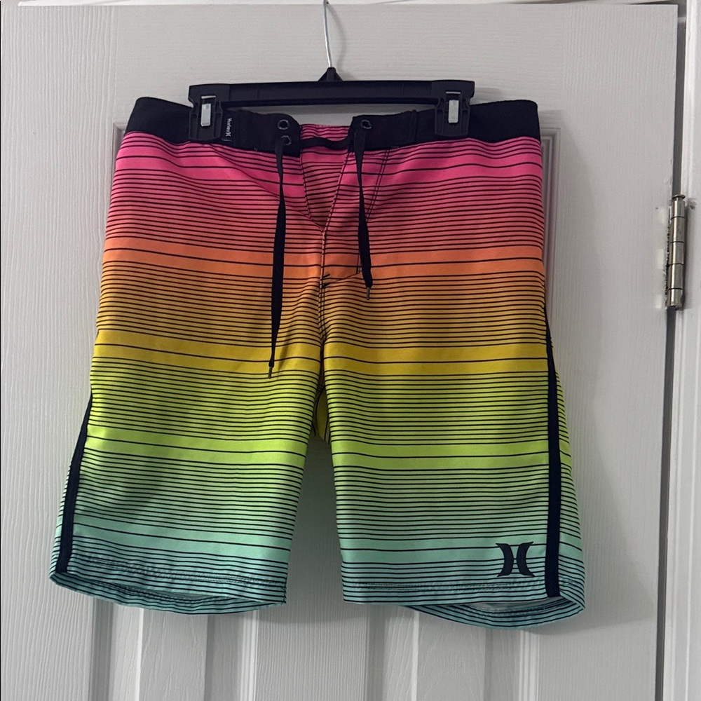 Hurley Kids Rainbow Striped Swim Trunks